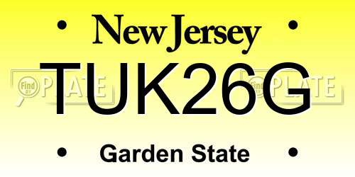 TUK26G New Jersey License Plate