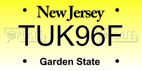 TUK96F New Jersey License Plate