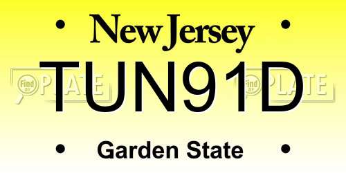 TUN91D New Jersey License Plate