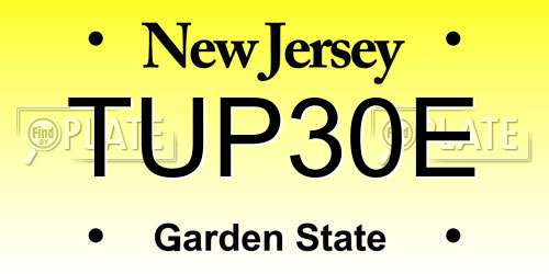 TUP30E New Jersey License Plate