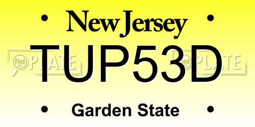 TUP53D New Jersey License Plate