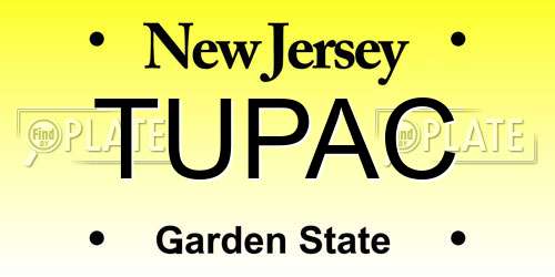 TUPAC New Jersey License Plate