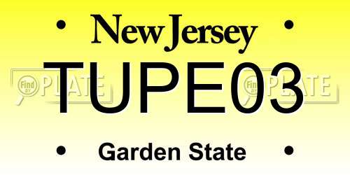 TUPE03 New Jersey License Plate