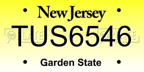 TUS6546 New Jersey License Plate