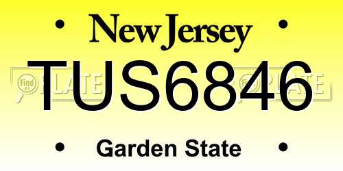 TUS6846 New Jersey License Plate