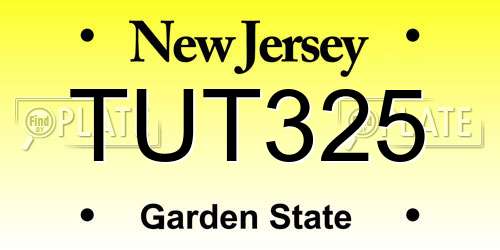 TUT325 New Jersey License Plate