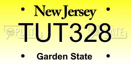 TUT328 New Jersey License Plate