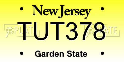 TUT378 New Jersey License Plate
