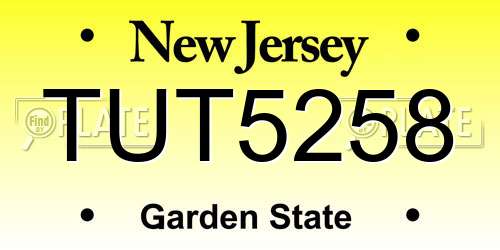 TUT5258 New Jersey License Plate