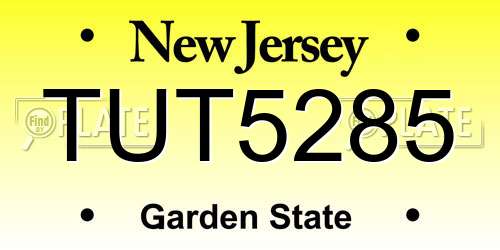 TUT5285 New Jersey License Plate