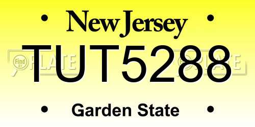 TUT5288 New Jersey License Plate