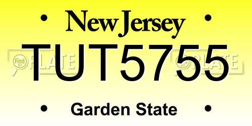 TUT5755 New Jersey License Plate