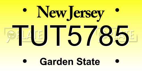 TUT5785 New Jersey License Plate