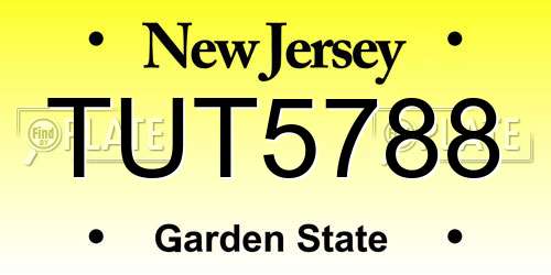 TUT5788 New Jersey License Plate