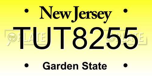 TUT8255 New Jersey License Plate