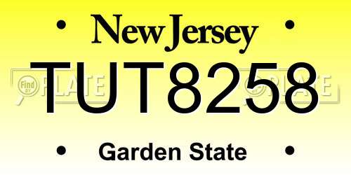 TUT8258 New Jersey License Plate