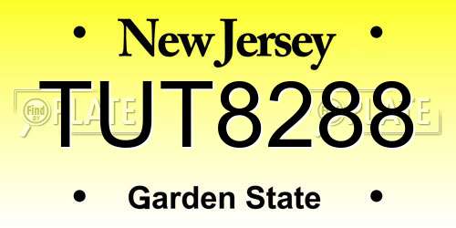 TUT8288 New Jersey License Plate