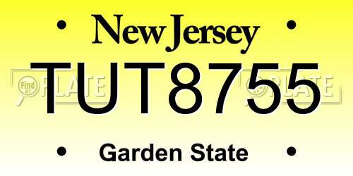 TUT8755 New Jersey License Plate