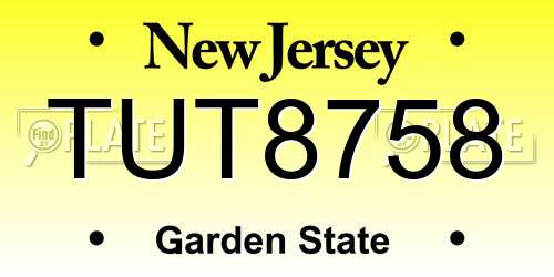 TUT8758 New Jersey License Plate