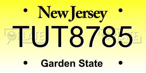 TUT8785 New Jersey License Plate