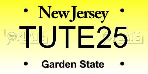 TUTE25 New Jersey License Plate