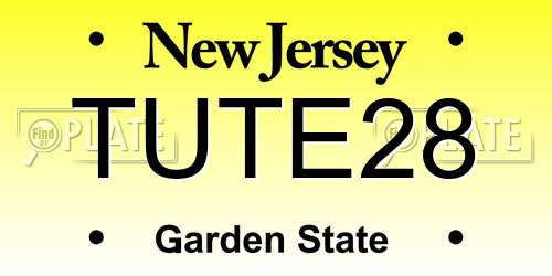 TUTE28 New Jersey License Plate