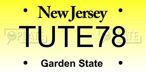 TUTE78 New Jersey License Plate