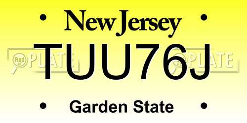 TUU76J New Jersey License Plate