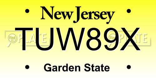 TUW89X New Jersey License Plate