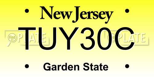 TUY30C New Jersey License Plate