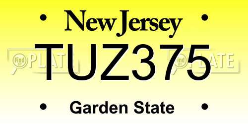 TUZ375 New Jersey License Plate