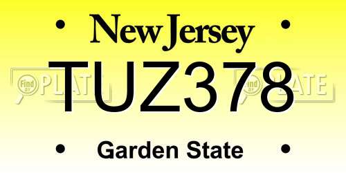 TUZ378 New Jersey License Plate