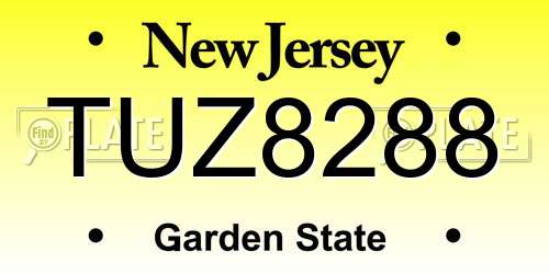 TUZ8288 New Jersey License Plate