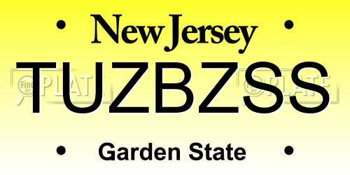 TUZBZSS New Jersey License Plate