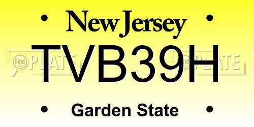 TVB39H New Jersey License Plate