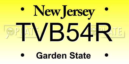 TVB54R New Jersey License Plate