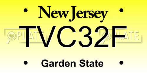 TVC32F New Jersey License Plate
