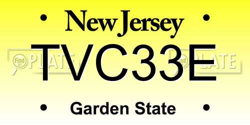 TVC33E New Jersey License Plate