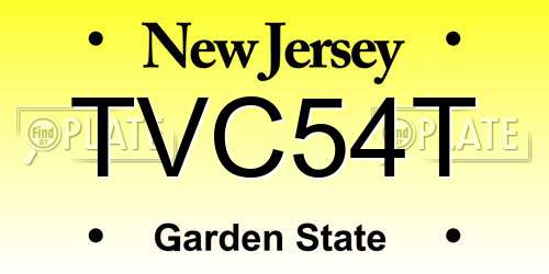 TVC54T New Jersey License Plate