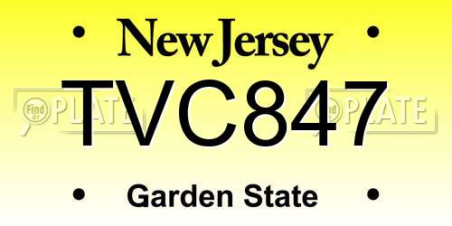 TVC847 New Jersey License Plate
