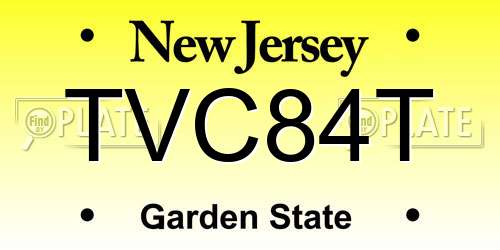 TVC84T New Jersey License Plate