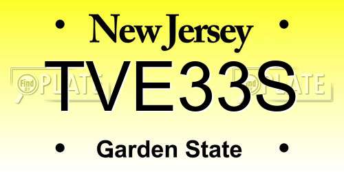 TVE33S New Jersey License Plate