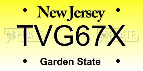 TVG67X New Jersey License Plate