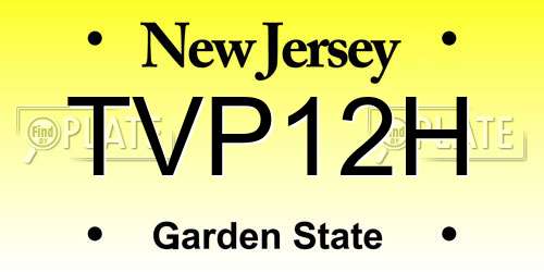 TVP12H New Jersey License Plate