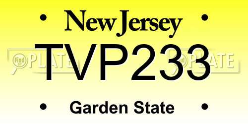 TVP233 New Jersey License Plate