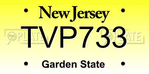 TVP733 New Jersey License Plate