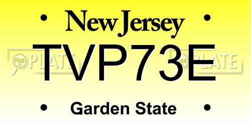 TVP73E New Jersey License Plate