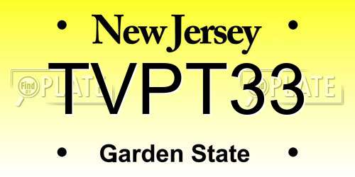 TVPT33 New Jersey License Plate