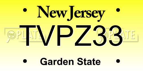 TVPZ33 New Jersey License Plate