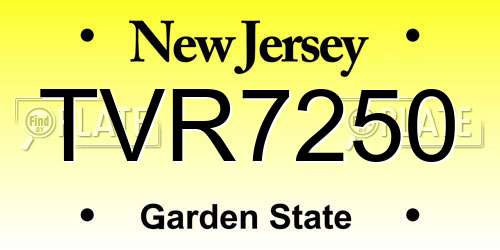 TVR7250 New Jersey License Plate
